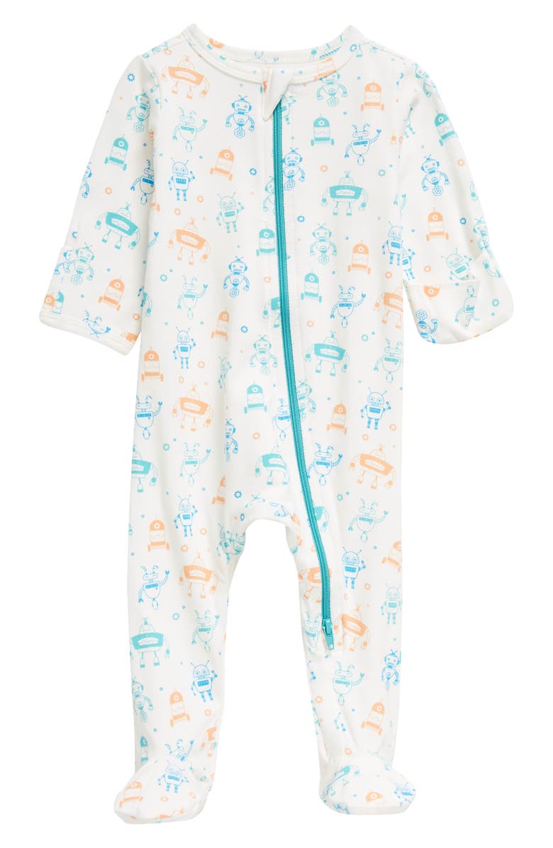 Norani Robots Stretch Organic Cotton Footie, Main, color,