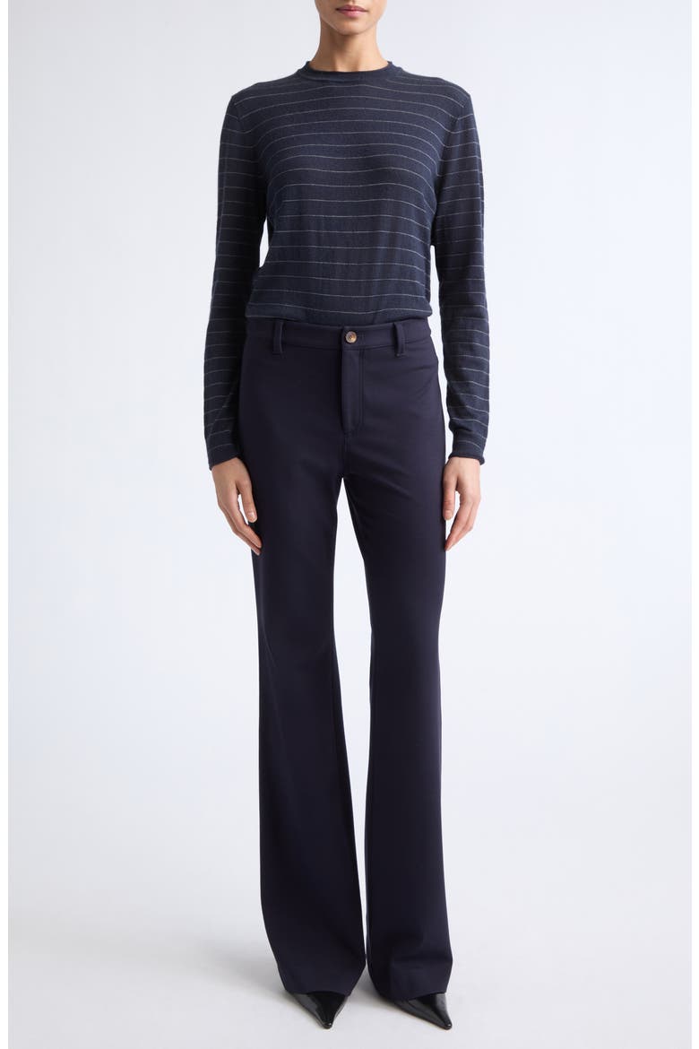 Striped Cashmere Crewneck Sweater, Alternate, color, INK MULTI
