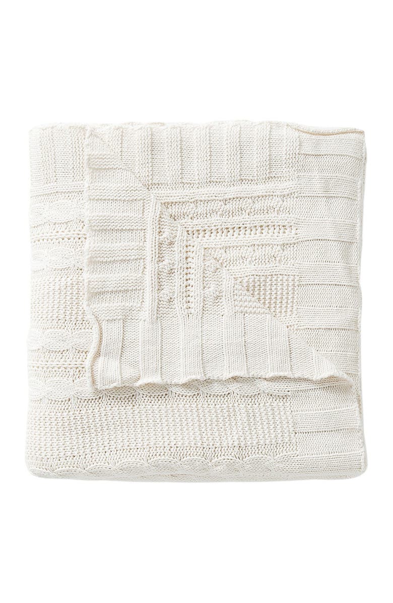 VCNY HOME Dublin Cable Knit Throw Blanket - Ivory, Alternate, color, Ivory