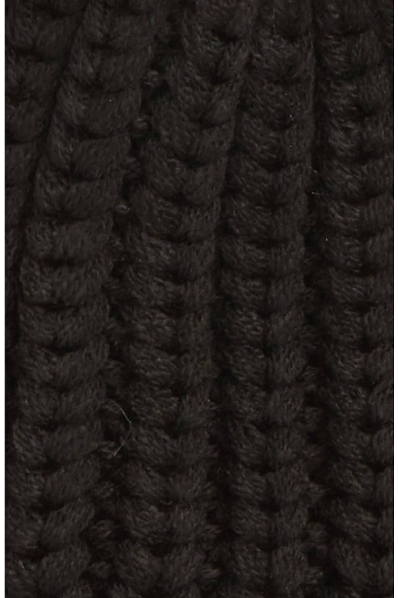 Saltburn Knit Beanie with Faux Fur Pom, Alternate, color, BLACK