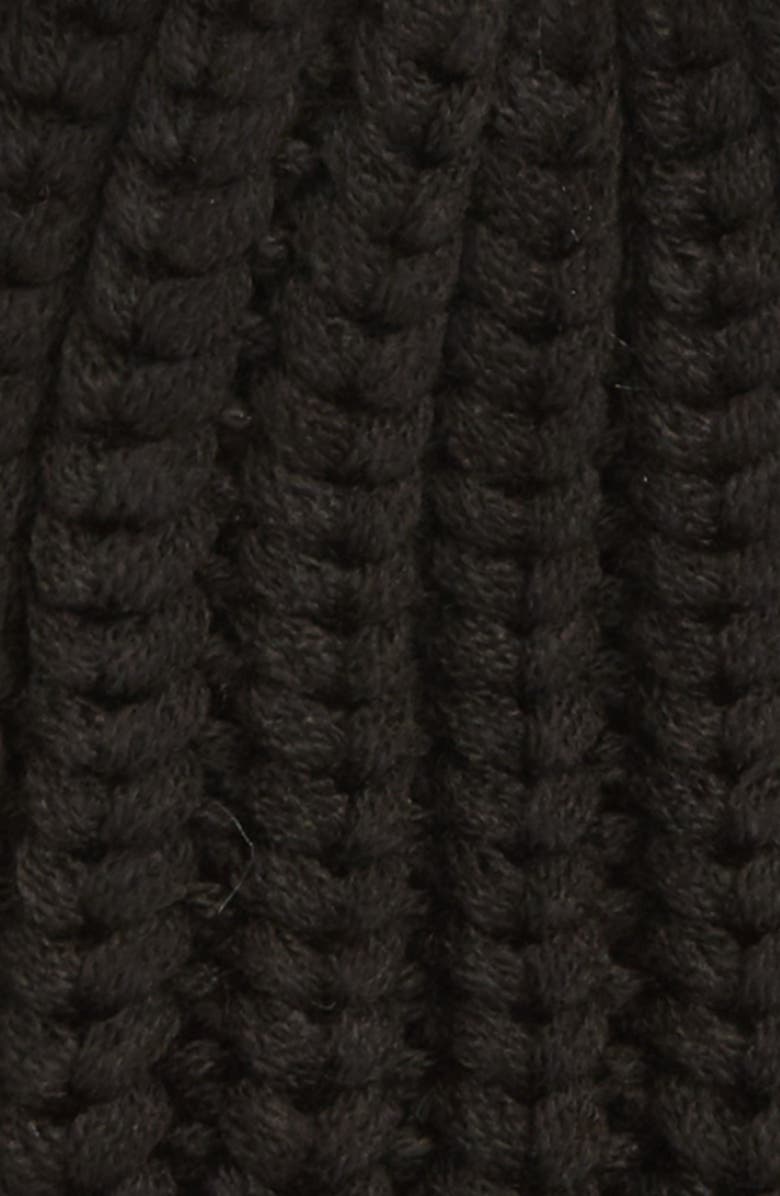 Barbour Saltburn Knit Beanie with Faux Fur Pom, Alternate, color, Black