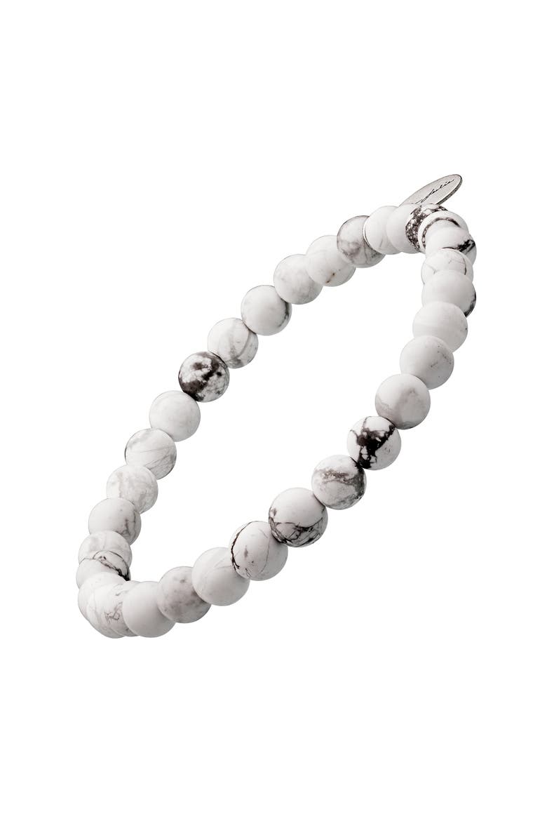 4mm Sterling Silver Lava Shape Bead Bracelet, Main, color, WHITE