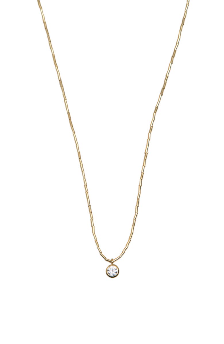 Argento Vivo Sterling Silver Cubic Zirconia Pendant Necklace, Main, color, Gold