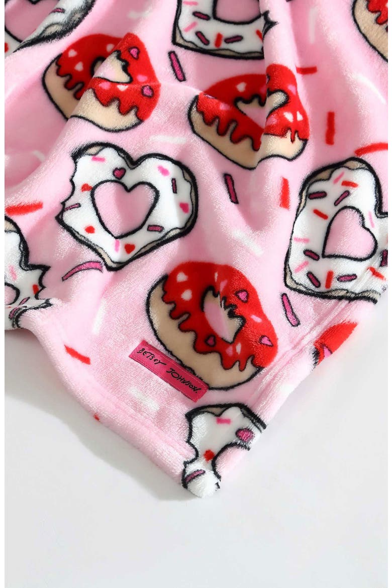 Donut Hearts Throw Blanket, Alternate, color, PINK