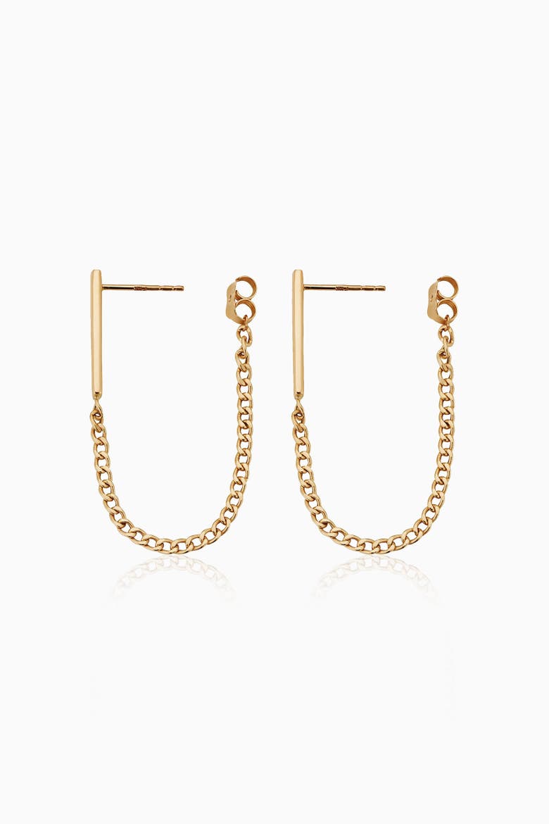 14K Yellow Gold Carmine Curb Bar Drop Earrings, Alternate, color, Yellow Gold