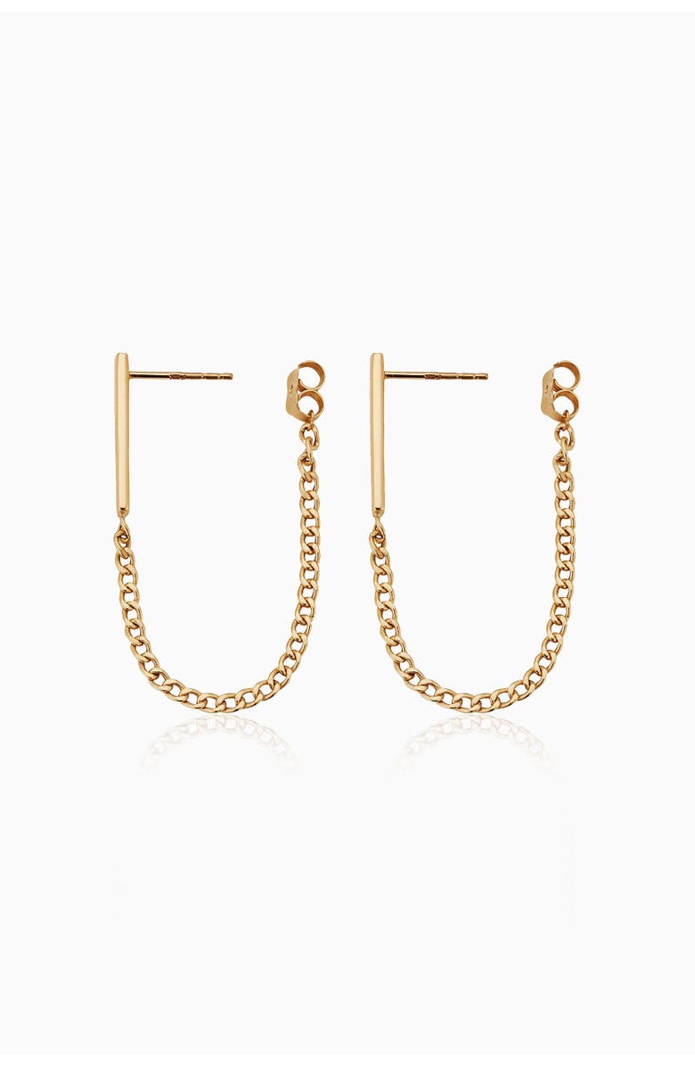 Oradina 14K Yellow Gold Carmine Curb Bar Drop Earrings, Alternate, color, Yellow Gold