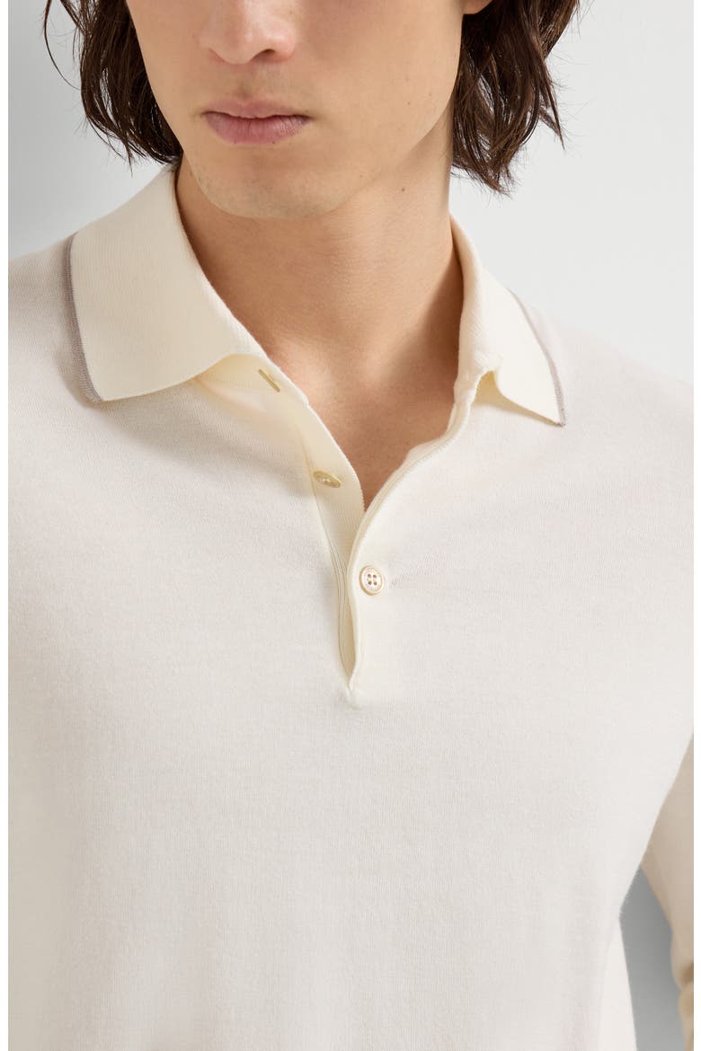 Cotton and cashmere knit polo, Alternate, color, Panama