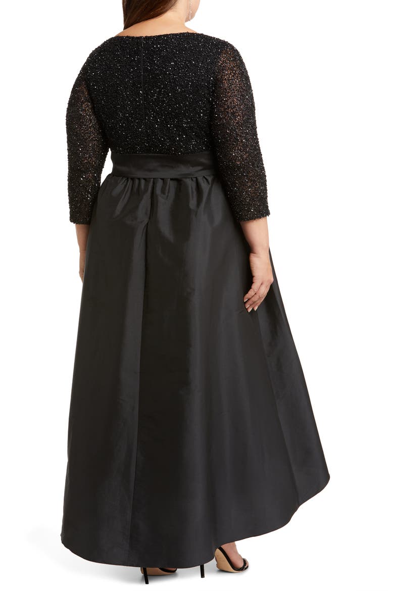 Sequin Bodice Taffeta Gown, Alternate, color, BLACK 001
