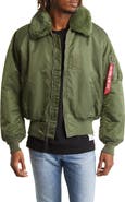 Alpha Industries Alpha B-15 Water Resistant Flight Jacket with Removable Faux Fur Collar