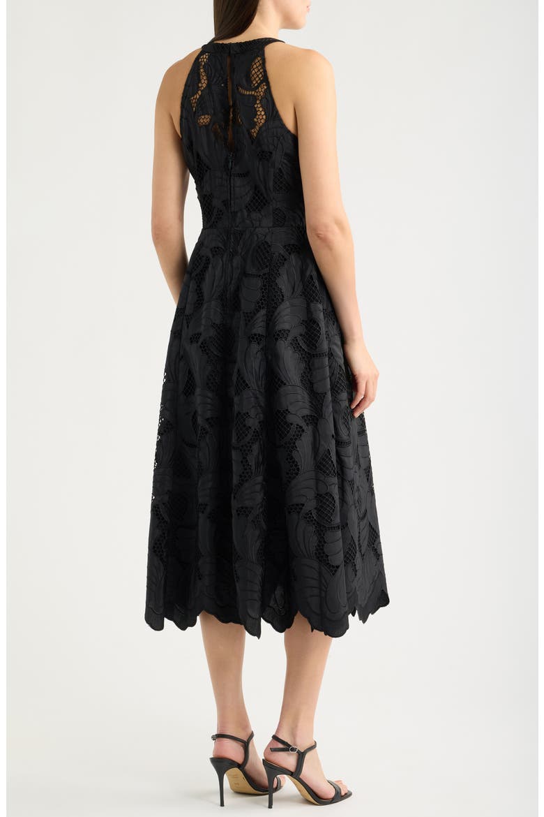 Denise Floral Openwork Halter Neck Midi Dress, Alternate, color, NOIR SWAY WITH ME