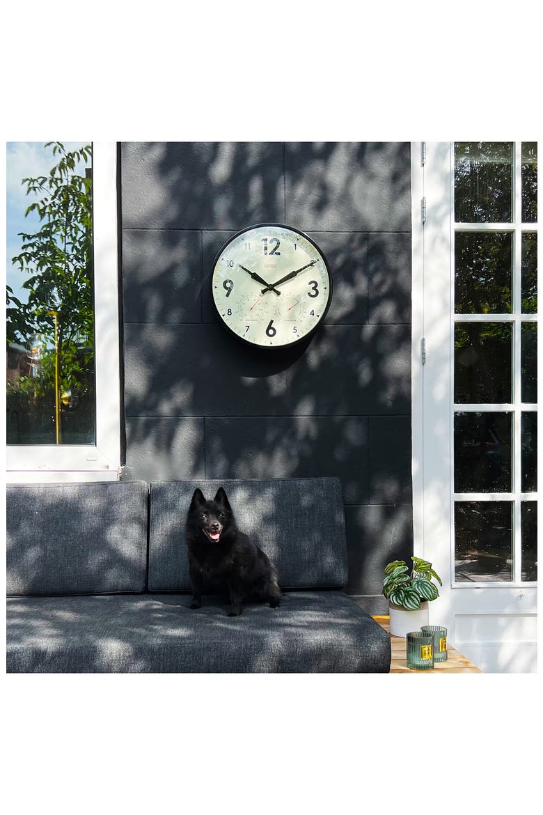 Factory Outdoor Wall Clock & Weather Station (Nordstrom Exclusive), Alternate, color, BLACK