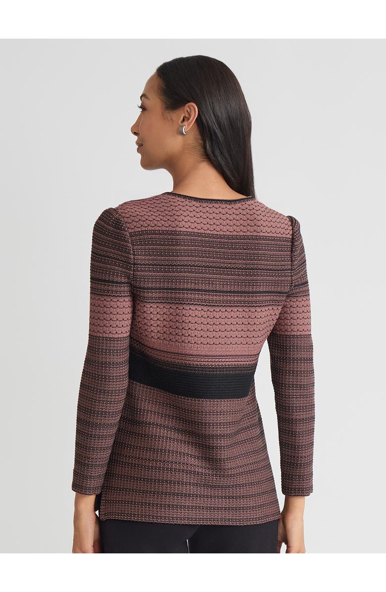 Misook Multi-Stitch Jacquard Knit Tunic, Alternate, color, Midnight Umber/Black