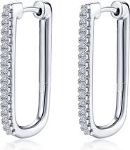 Lafonn Pavé Simulated Diamond Rectangular Hoop Earrings