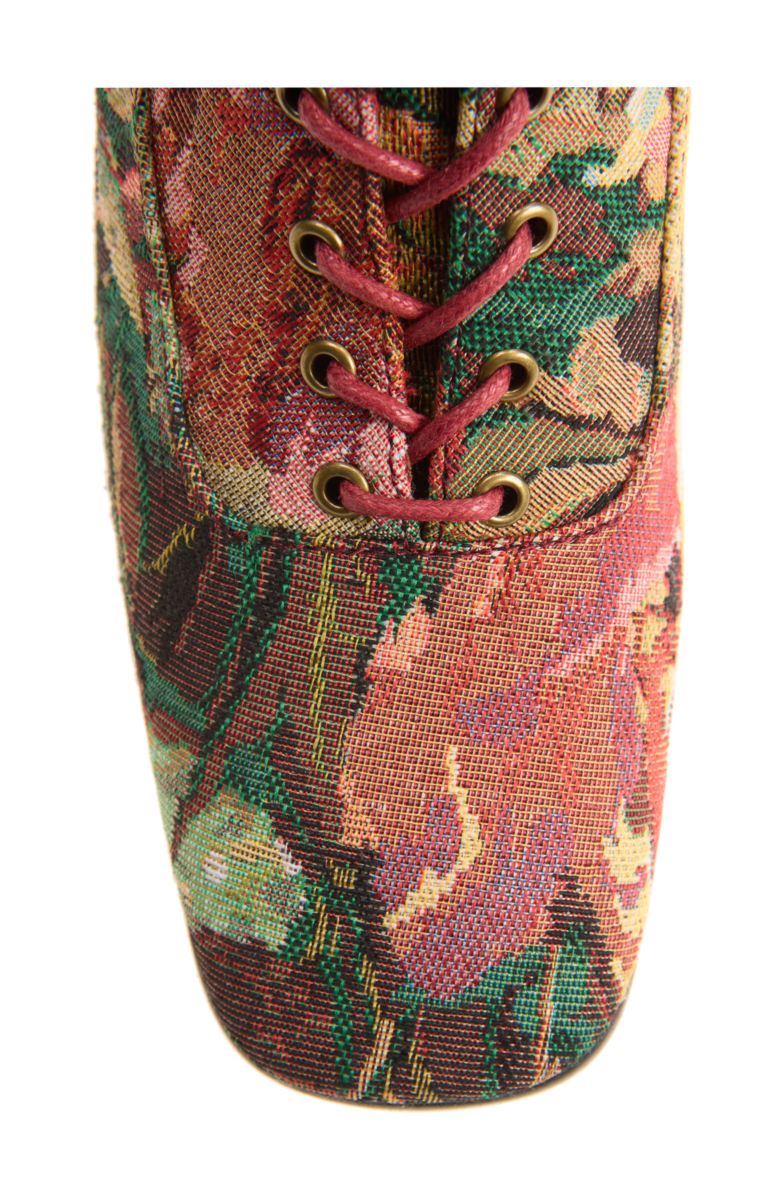 Damien-T Knee High Lace-Up Boot, Alternate, color, RED MULTI TAPESTRY