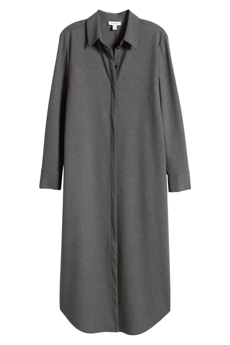 Long Sleeve Shirtdress, Alternate, color, GREY DARK HEATHER