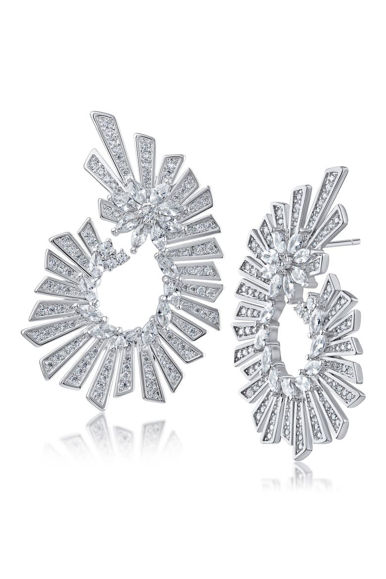 Mixed Cut Cubic Zirconia Statement Earrings, Main, color, SILVER