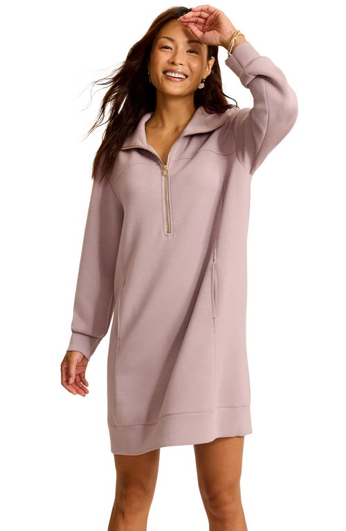 Tommy Bahama Palm Voyage Half-zip Long Sleeve Sweatshirt Dress In Brown