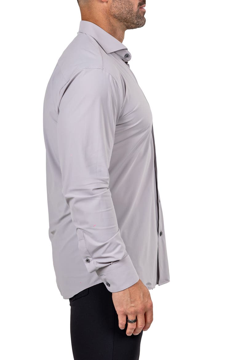 Eins Shaped Fit Marthy3016 Grey Knit Button-Up Shirt, Alternate, color, GREY