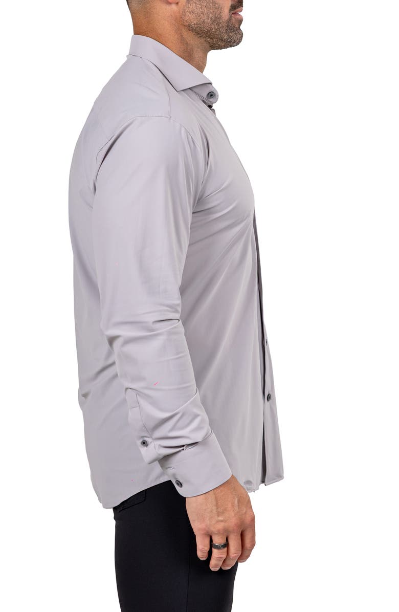 Maceoo Eins Shaped Fit Marthy3016 Grey Knit Button-Up Shirt, Alternate, color, 