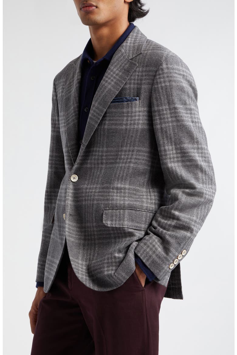 Tartan Deconstructed Wool Blend Blazer, Alternate, color, MEDIUM GREY