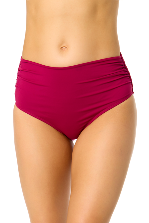 Women's Live In Color Solid Convertible High Waist Shirred Swim Bottom
