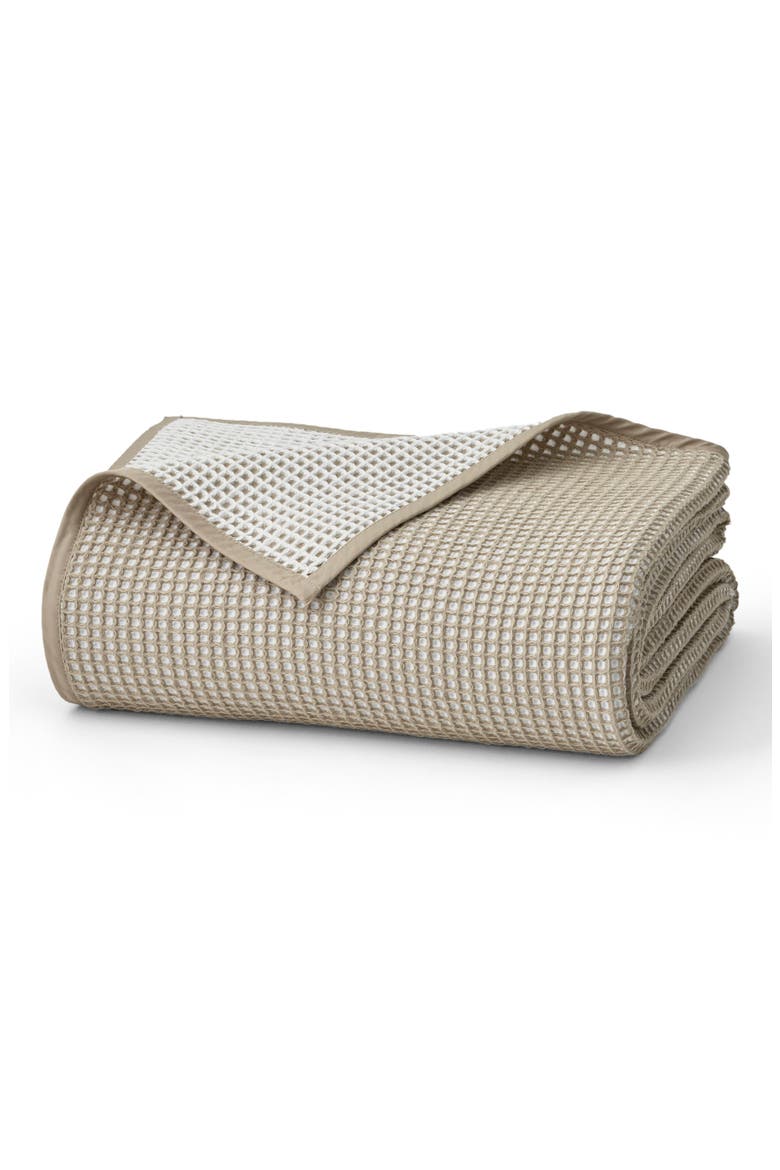 Waffle Knit Two-Tone Bed Blanket, Main, color, WHITE/ OAK
