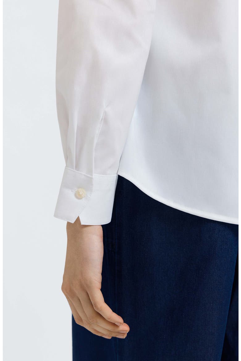 Marlee Leopard Trim Cotton Blend Button-Up Shirt, Alternate, color, WHITE