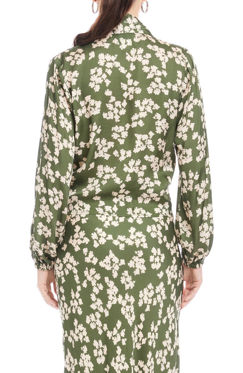 FIFTEEN TWENTY Scarlet Floral Tie Front Top, Alternate, color, Green Print