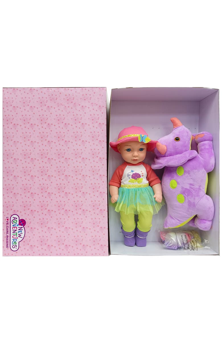 Little Darlings Hop On Baby & Plush Dino 15", Alternate, color, Multicolored