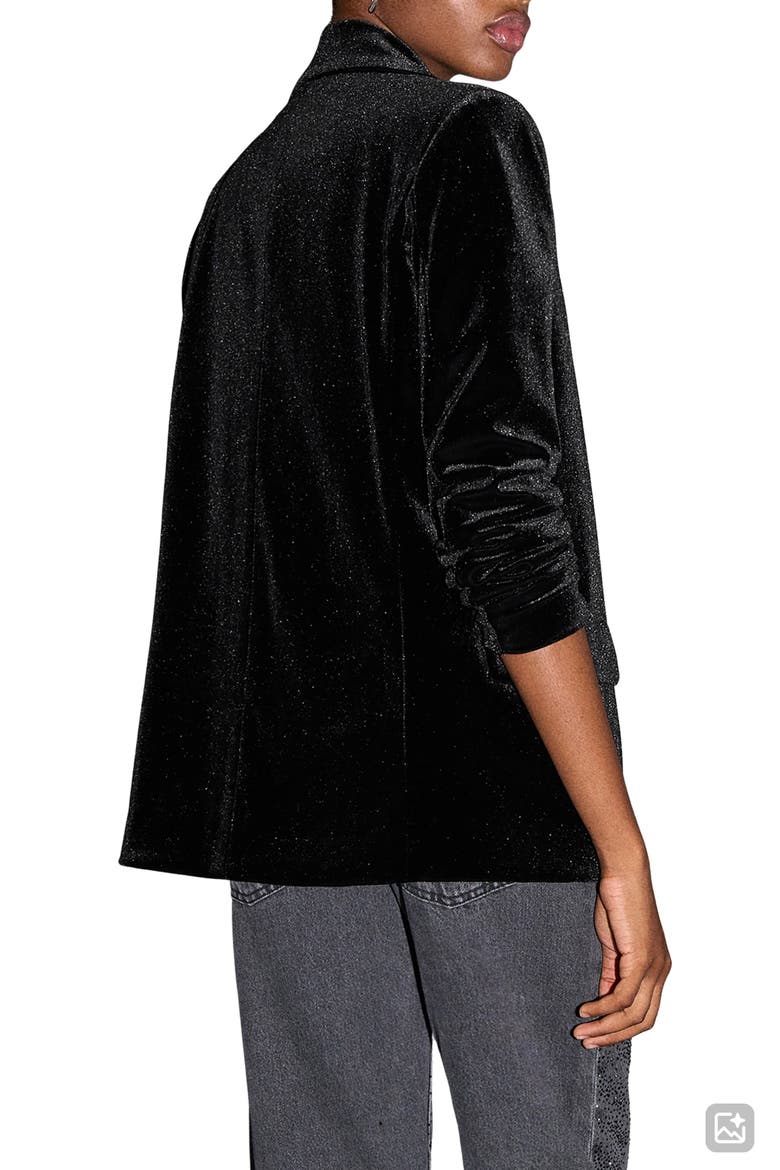 Velvet Blazer, Alternate, color, BLACK