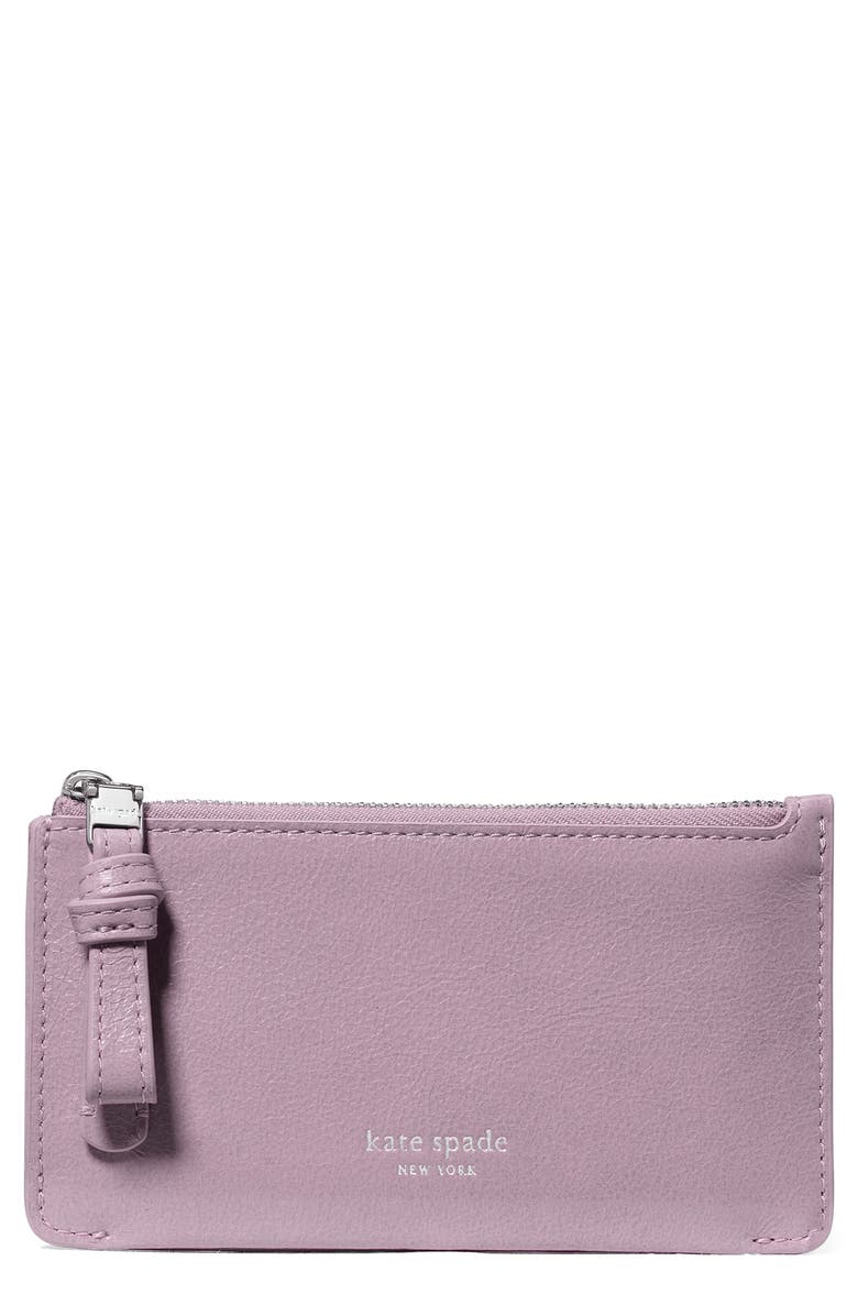 Kate Spade New York loop glazed leather card case, Main, color, Market Purple