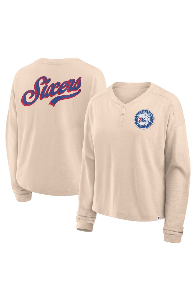 FANATICS Women's Fanatics Natural Philadelphia 76ers Boxed Out Drop Fashion Long Sleeve T-Shirt, Alternate, color, Natural