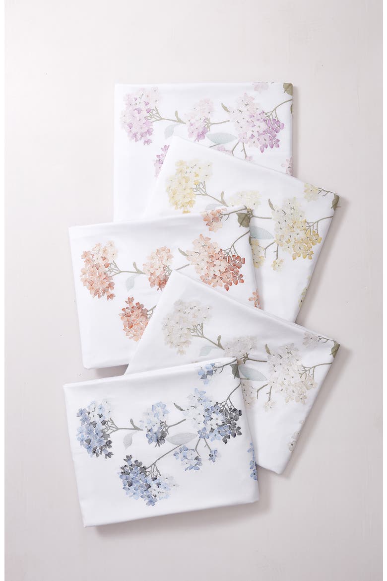 Rose Hydrangea Embroidered Duvet Set, Alternate, color, PINK/ WHITE