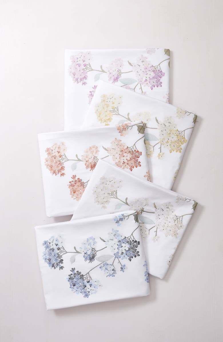 MELANGE HOME Orange Hydrangea Embroidery Duvet Cover Set, Alternate, color, Orange/ White