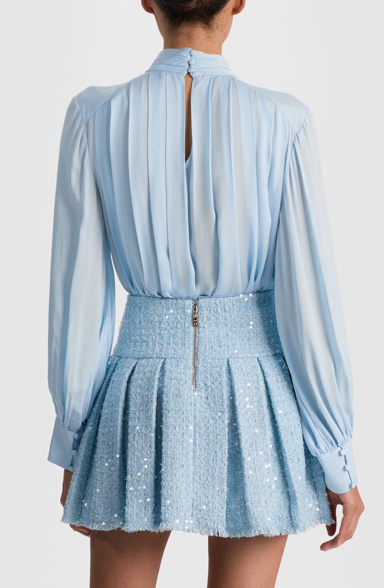 Alice + Olivia Gertrude Mock Neck Top, Alternate, color, Carolina Blue