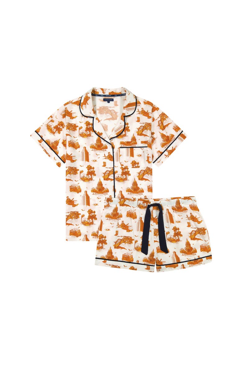 Katie Kime Austin Toile Shorts Set, Alternate, color, Orange