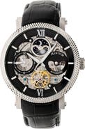 Heritor Automatic Aries Skeleton Leather-Band Watch