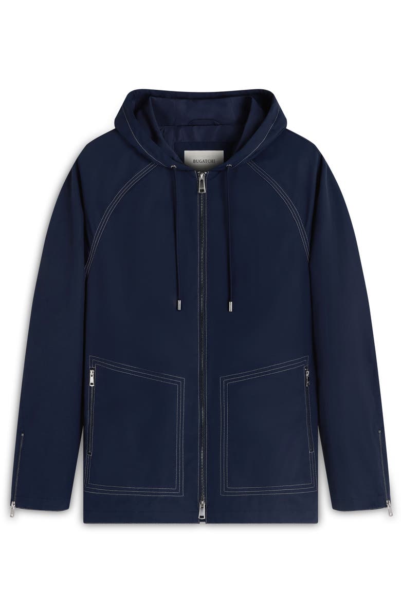 Bugatchi Hooded Jacket, Alternate, color, Navy