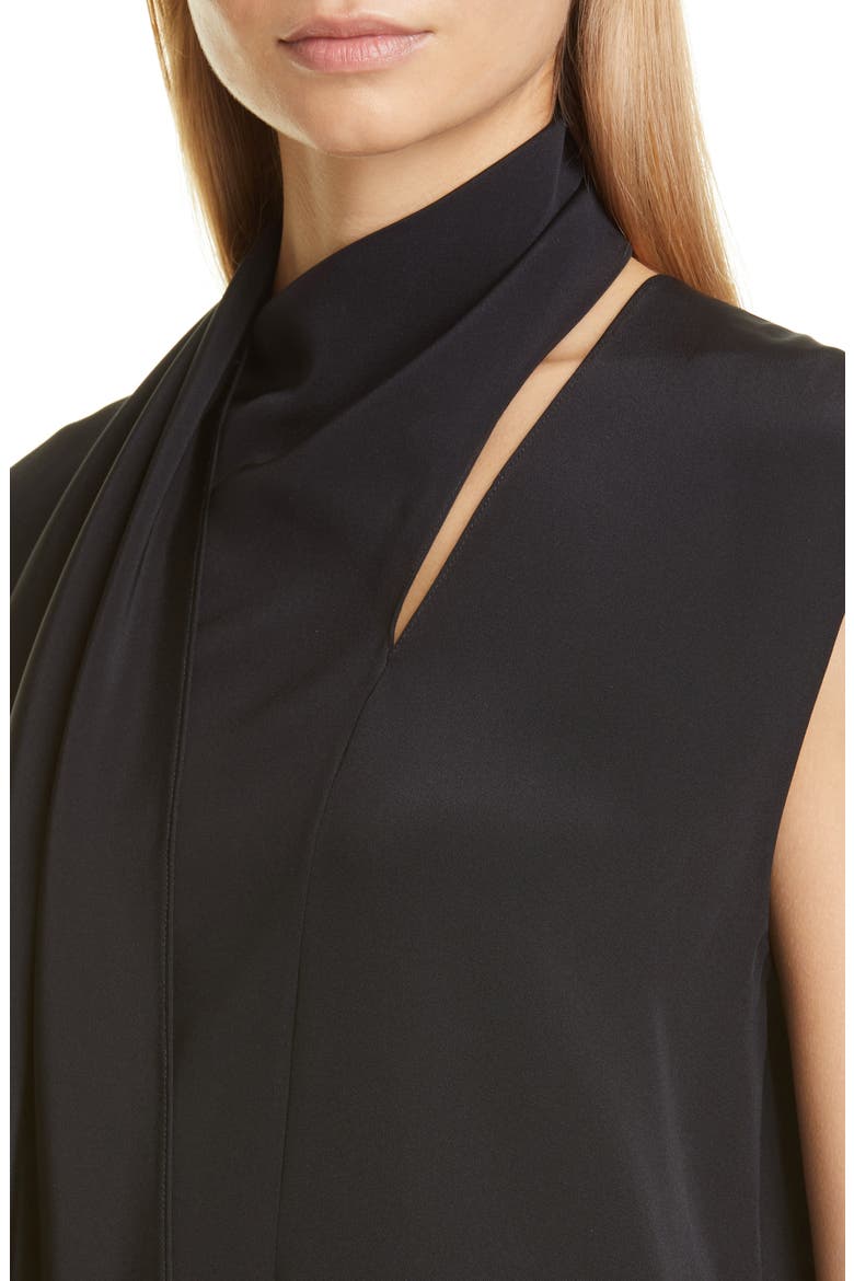 Scarf Neck Crepe Blouse, Alternate, color, BLACK