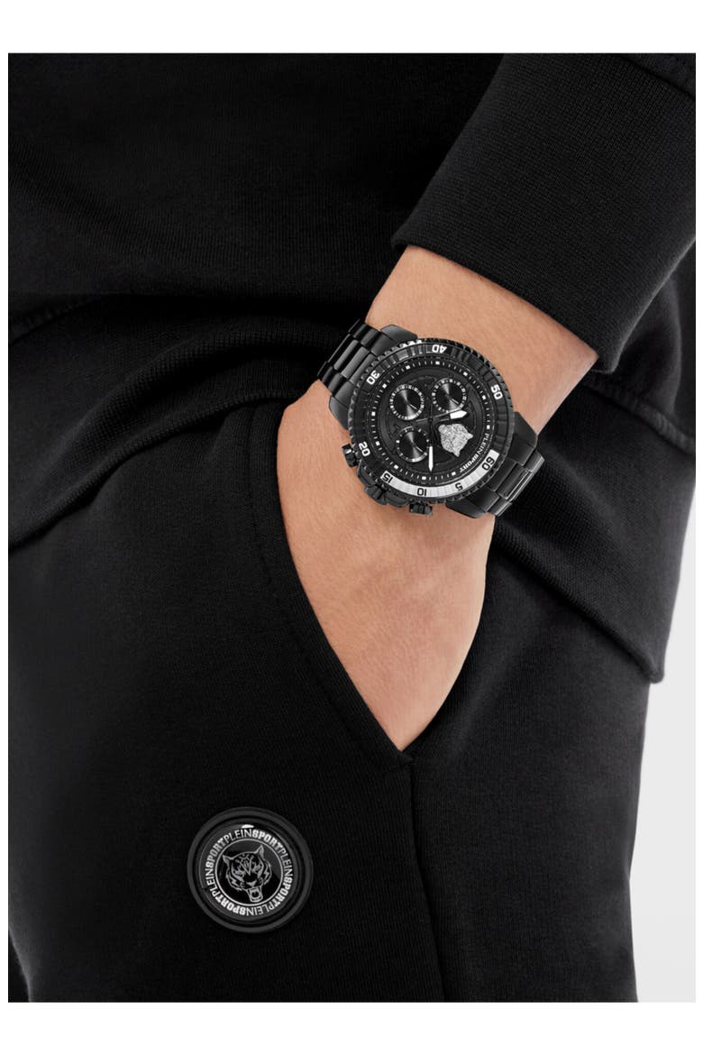 Powerlift Three Hand Quartz Bracelet Watch, 45mm, Alternate, color, BLACK