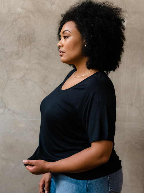 Able Mae Drapey Tee In Black