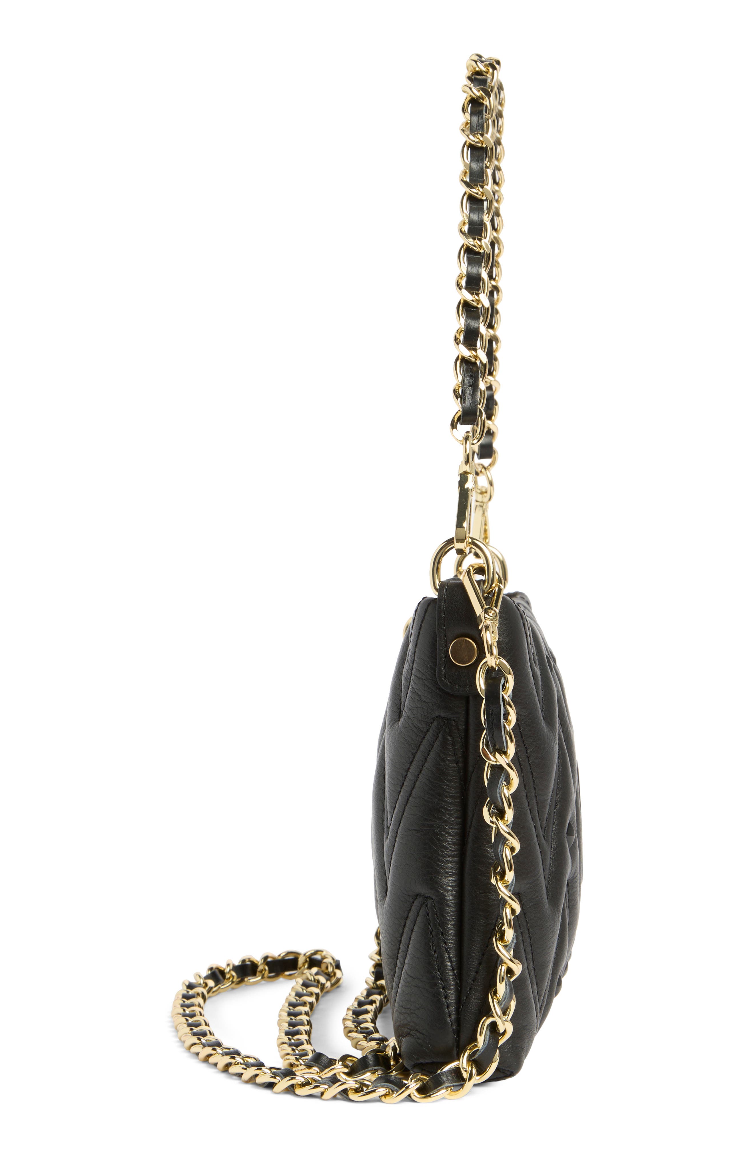 VALENTINO BY MARIO VALENTINO Vanille Diamond Quilted Leather Shoulder Bag, Alternate, color, Black