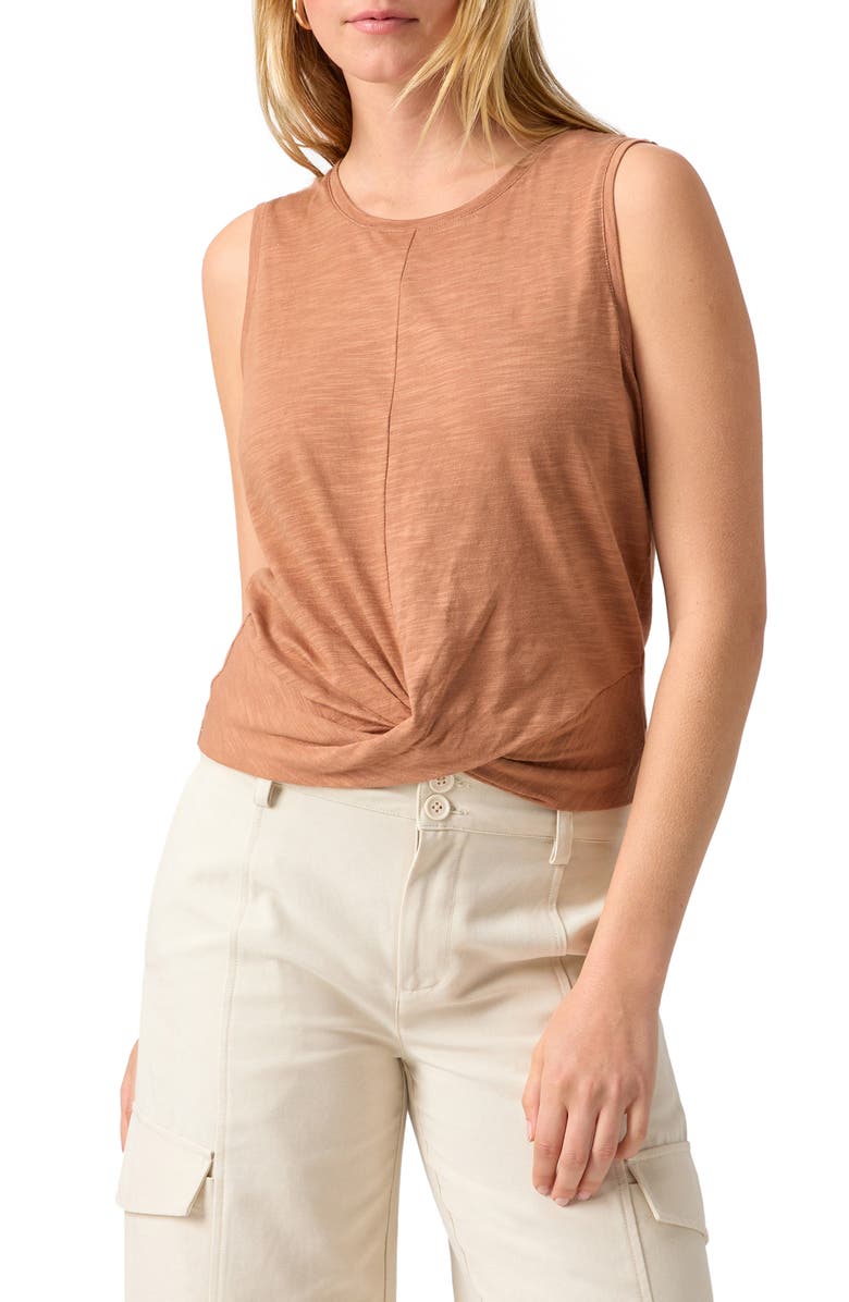 Sanctuary Twisted Cotton Blend Slub Jersey Tank, Main, color, Mocha Mous