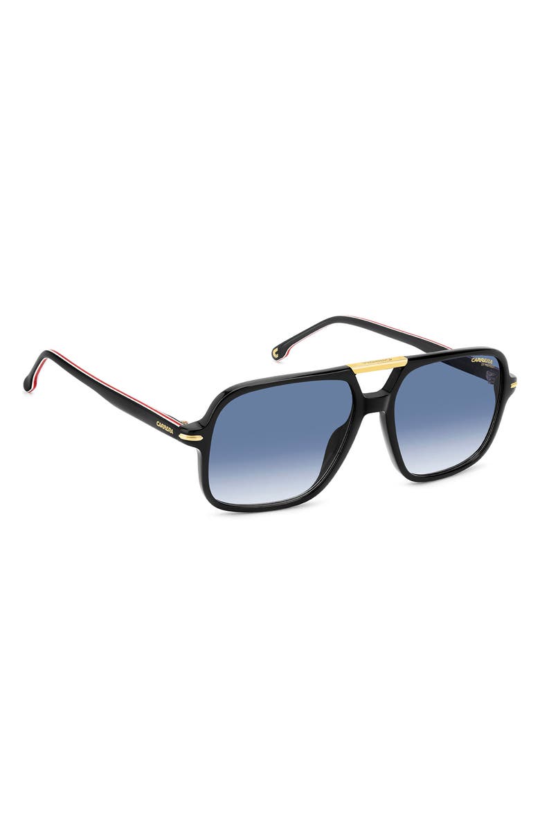 Carrera Eyewear 58mm Navigator Sunglasses, Alternate, color, Black Gold/ Dark Blue Sf