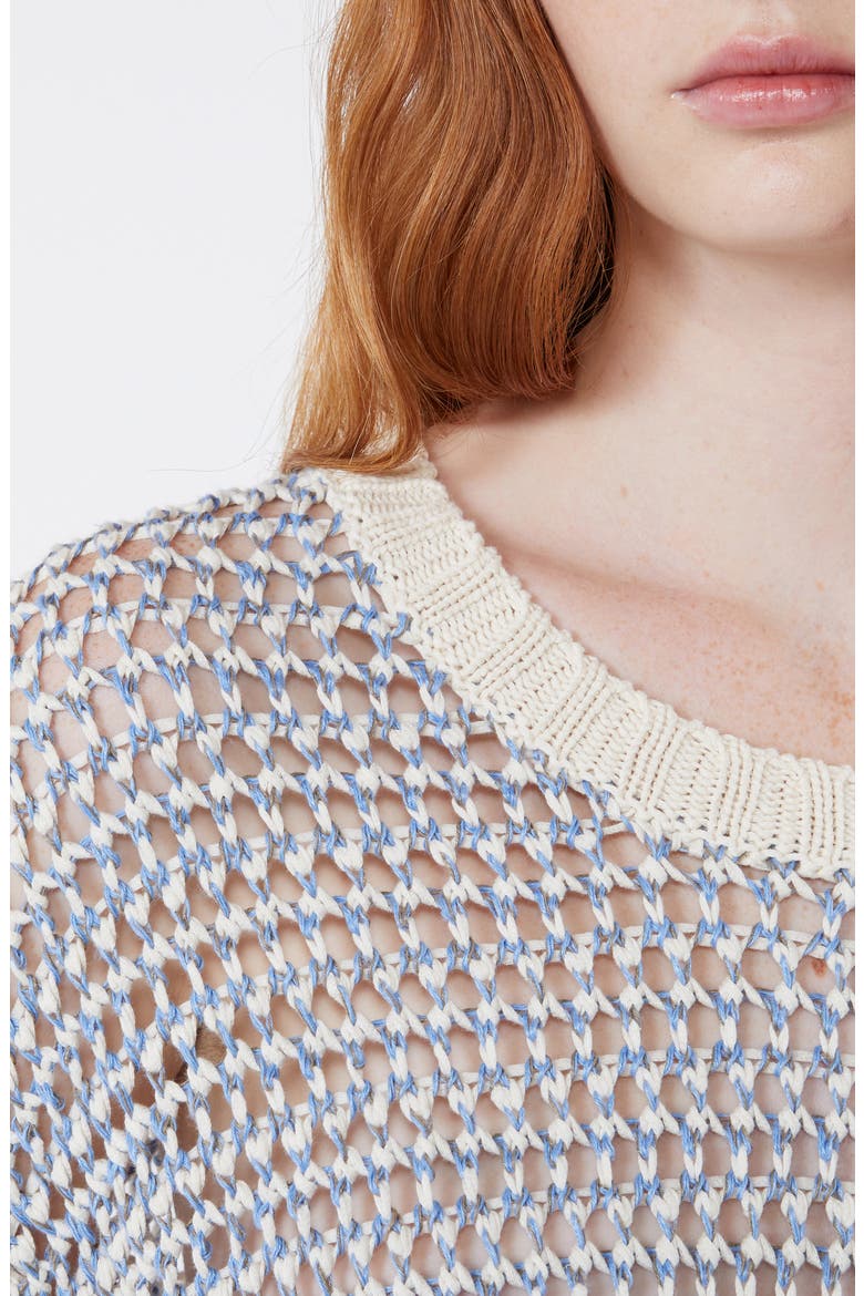 Open Stitch Crewneck Sweater, Alternate, color, LIGHT BLUE