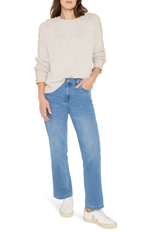Nic + Zoe Nic+zoe Ruffle Trim Cotton & Cashmere Blend Sweater In Gray
