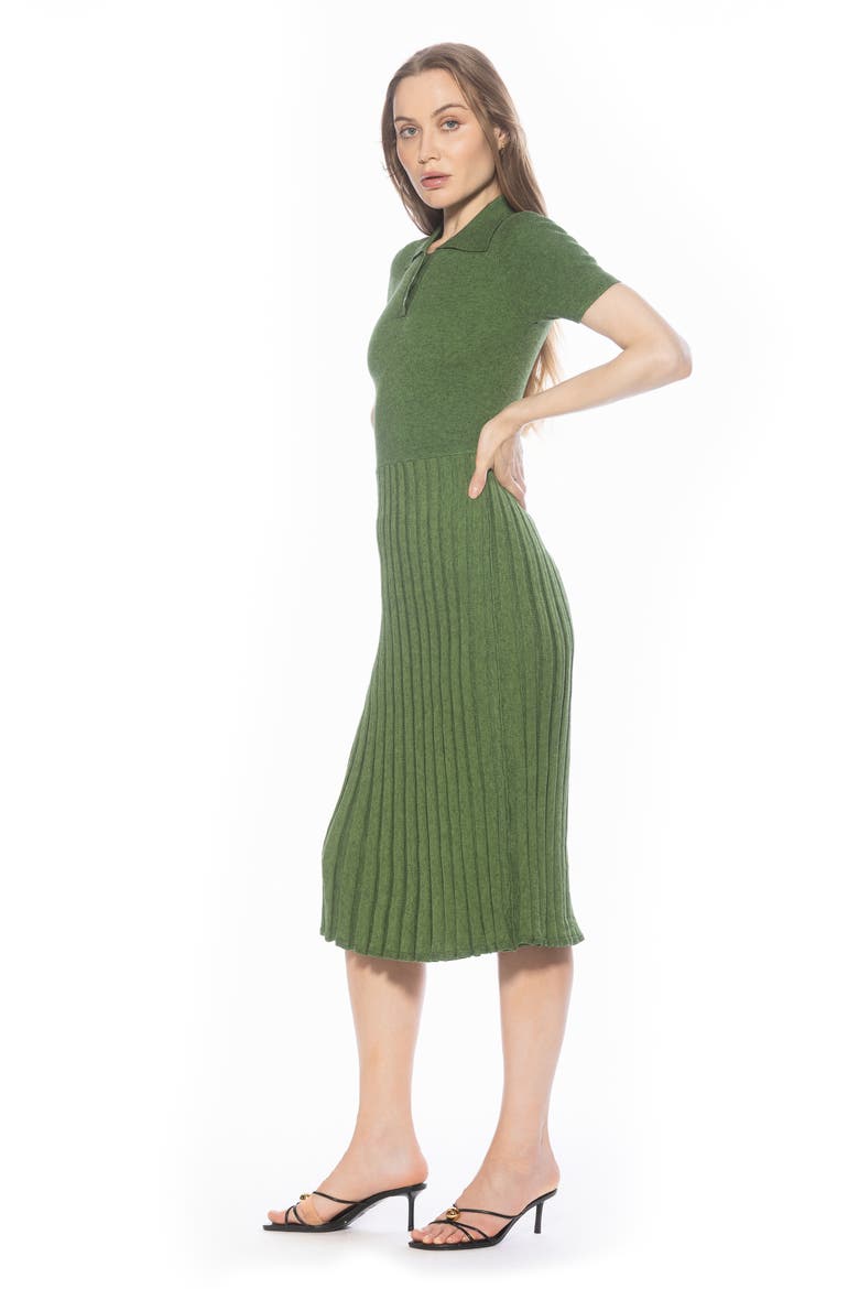 Lanie Collared Knit Midi Dress, Alternate, color, SAGE