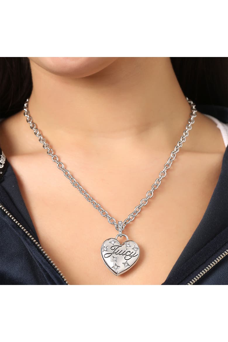 Silver-Tone Heart Pendant Necklace, Alternate, color, Silver