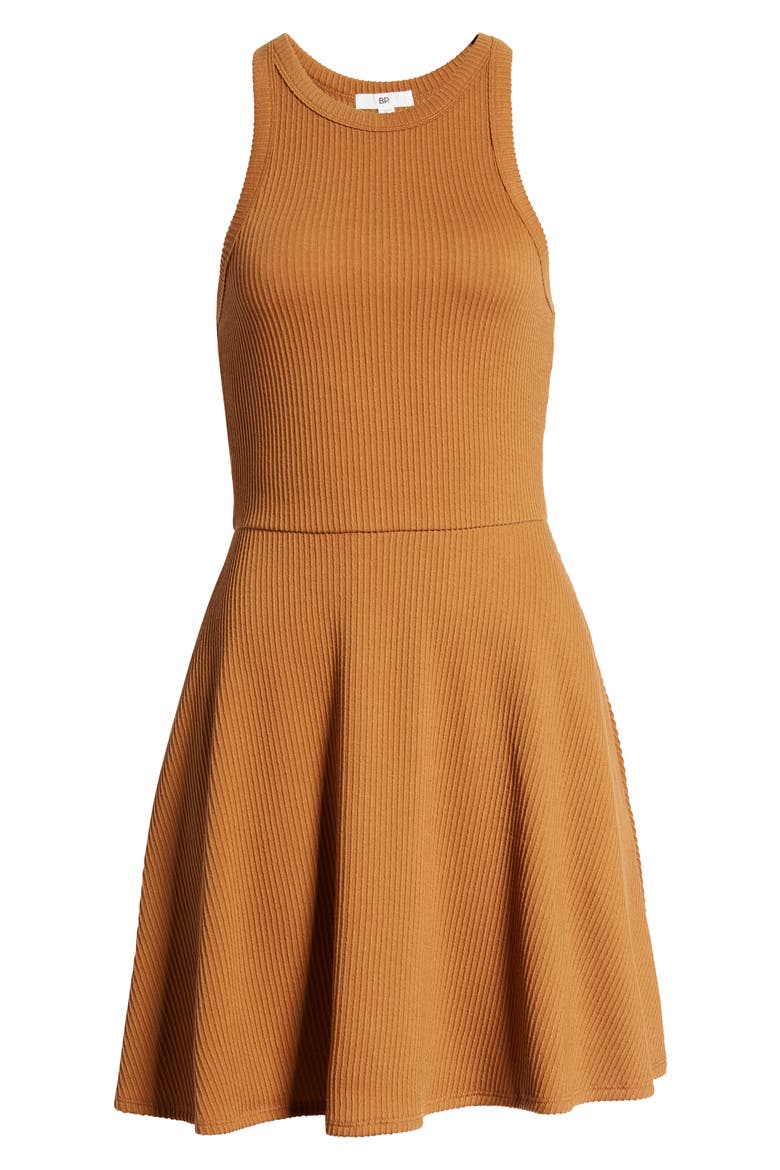 Sleeveless Rib Minidress, Alternate, color, TAN DALE