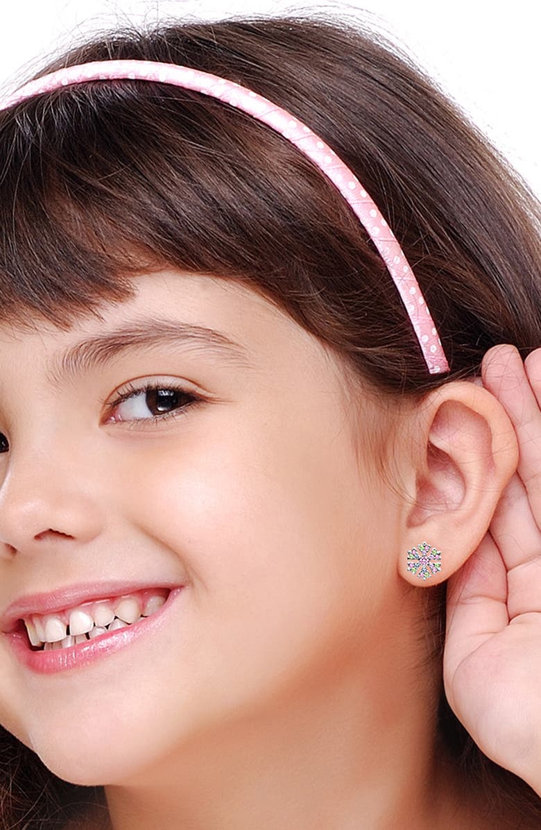 Chanteur Kids' Snowflake Stud Earrings, Alternate, color, Silver Multi